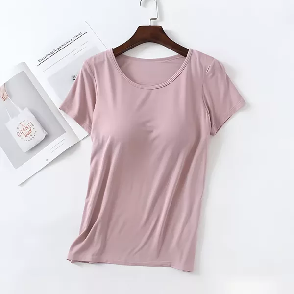 women t shirt, built in bra t shirt, breathable t shirt