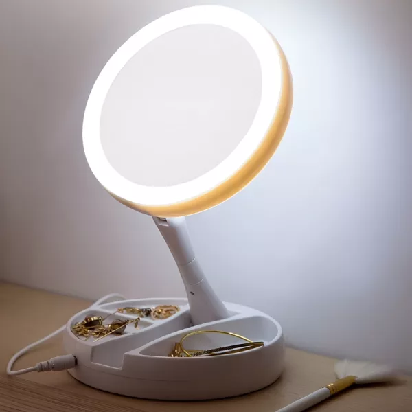 vanity mirror, makeup mirror, makeup mirror with led light, magnifying makeup mirror, double sided mirror, foldable makeup mirror, desk makeup mirror