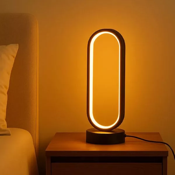 bedside lamp, ring lamp, dim night light, modern table lamp, hollow lamp, oval lamp
