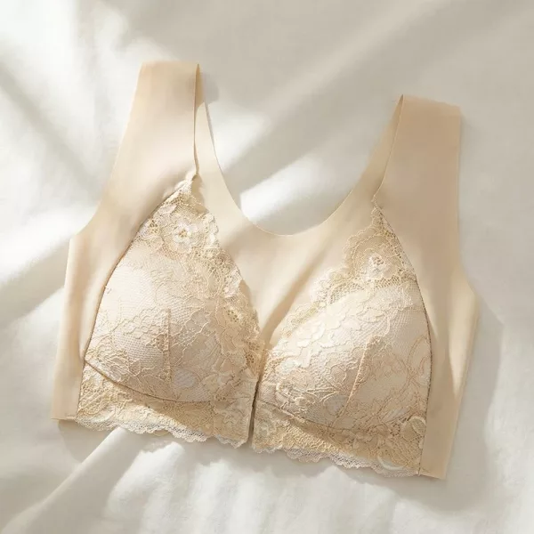 supportive bra, lace bra, wireless bra, front closure bra, wireless push up bra